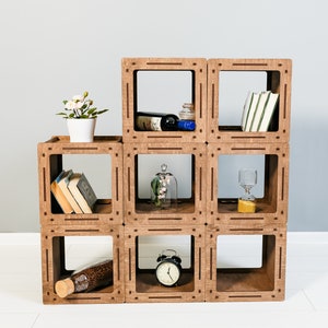 BÜCHERREGAL, Holzbefleckte Box Floating Regale, Würfelregale, Floating Cube Regale, perfekt für die Anzeige von Dekorationen