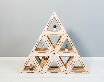 TRIANGLE SHELF - WOODEN Shelves - Handmade Bookcase Custom Home Décor Shelf - Beautiful Triangular Wooden Custom Shelves Gift For Her