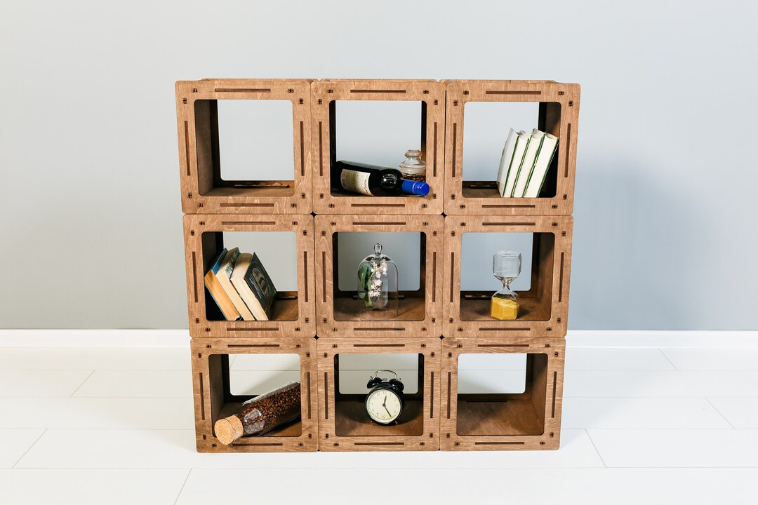 Bookcases, Wood Cube Shelf, Wood Floating Nightstand, Floating Wooden