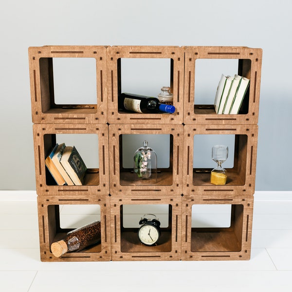 Bibliothèques, étagère en cube de bois, table de chevet flottante en bois, étagère en bois flottante, rangement d'armoire, boîte d'étagère moderne