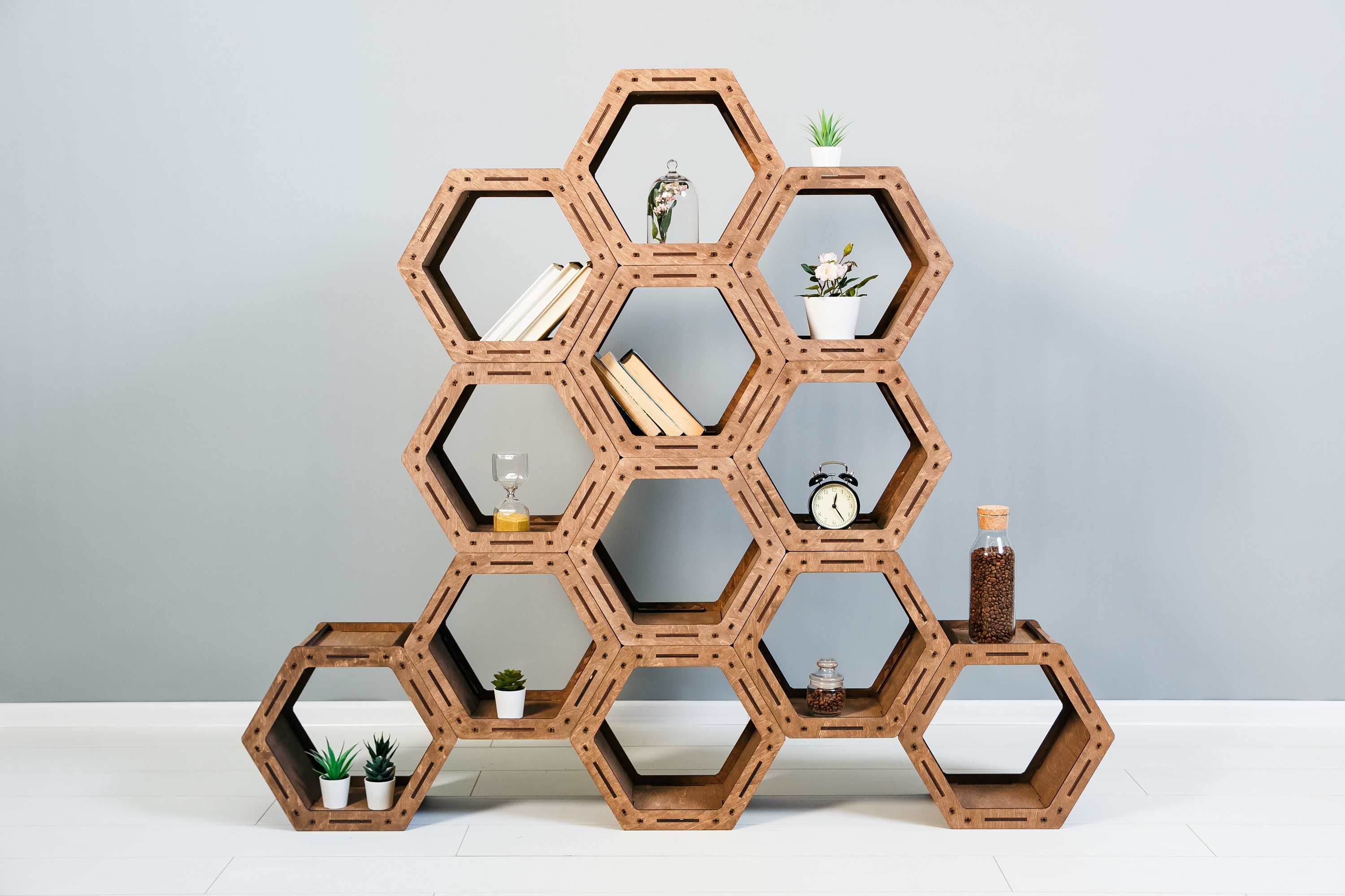 Hexagon Shelves Big Set Of Wood Bookshelves Wooden Shelves Etsy