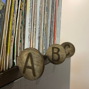 Both sides record dividers, Wood Record Separators, Vinyl LP A-Z Dividers, Alphabet Dividers, Record Labels, Genre Dividers