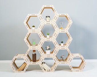 Honeycomb Shelves, Large Set of Hexagon Shelves, Nursery Shelves, Hexagon Shelf, Floating Shelf, Honeycomb Shelf