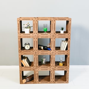SMALL BOOKCASE - bookshelves - Stylish Bookcase - Freestanding Bookcase - Book Shelves - 4 Tier Cube Bookcase - reclaimed wood