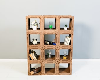 SMALL BOOKCASE - bookshelves - Stylish Bookcase - Freestanding Bookcase - Book Shelves - 4 Tier Cube Bookcase - reclaimed wood