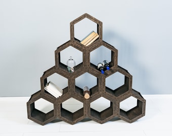 Room Divider, Hexagon shelves, Loft shelf, Geometric Shelves, Custom Bookcase, Housewarming Gift, Modular shelving