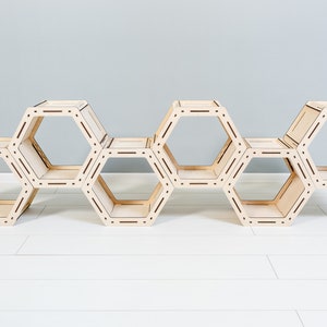 Hexagon Shelves, HONEYCOMB Shelves, Geometric Shelf, wall decor, Bookcase, Floating shelves, Housewarming gift, image 3