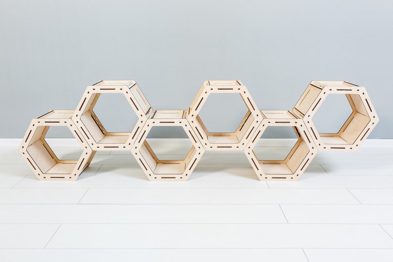 Hexagon Shelves, HONEYCOMB Shelves, Geometric Shelf, wall decor, Bookcase, Floating shelves, Housewarming gift, image 3