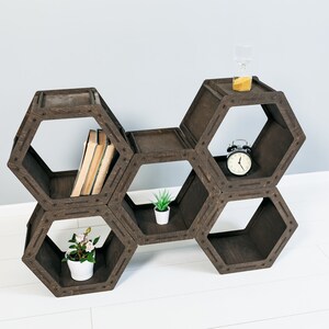 Hexagon Shelves, HONEYCOMB Shelves, Geometric Shelf, wall decor, Bookcase, Floating shelves, Housewarming gift, image 6