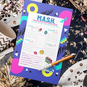 90's Theme Party M.A.S.H. Printable Game Instant Download | 8.5"x11" & 5"x7" | Bachelorette Games | Bridal Shower Games | Wife of the Party