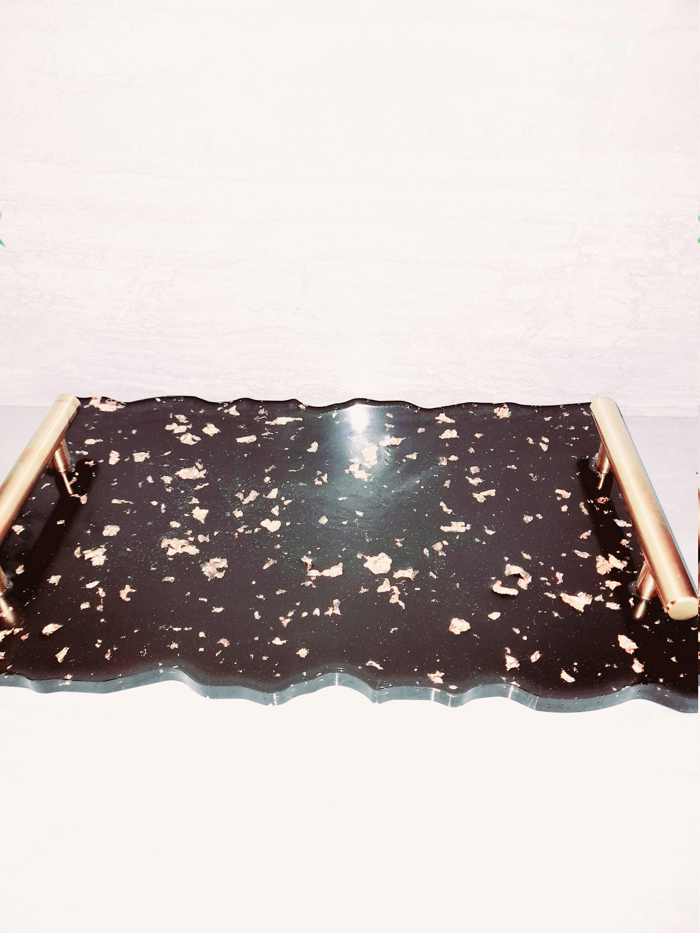 1 available Large black and gold leaf tray with gold handles Etsy