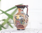 Dionysus God Terracotta Vase Greek Pottery Ancient Amphora , 13cm-5in