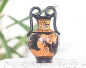 Hermes God Greek Pottery Vase Ancient Greek Mythology Ceramic Amphora, 14cm-5.5in