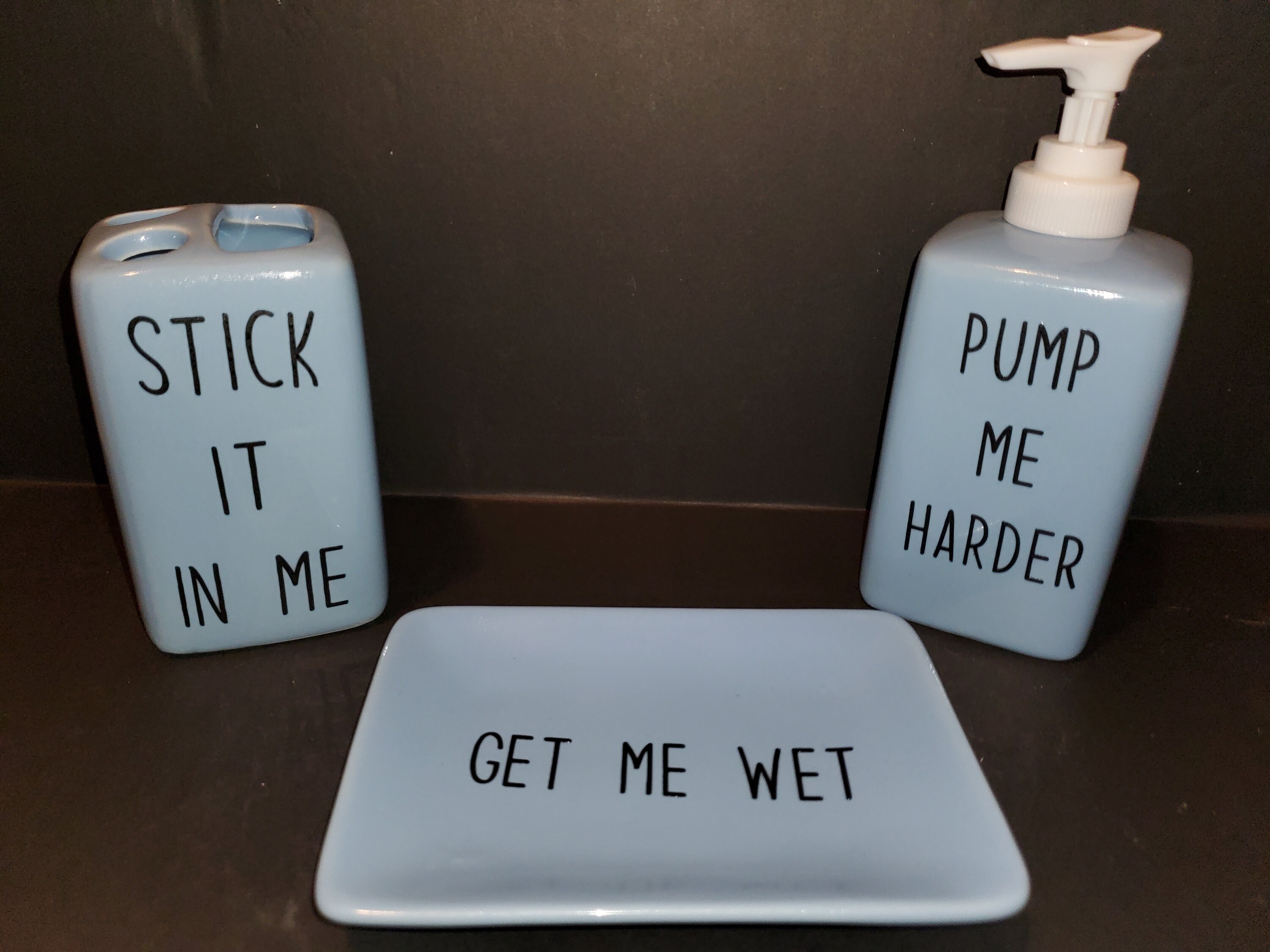 Rae Dunn inspired Naughty Bathroom Accessories Black Etsy