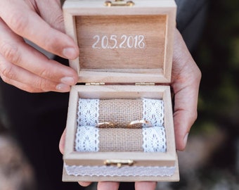 Caja de madera para anillos de boda Caja de anillo de compromiso Caja de anillos de madera Caja alianzas boda madera 