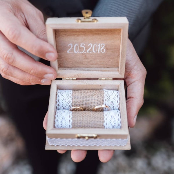 Wooden Box Wedding Rings - Caja Madera Alianzas Anillos Boda