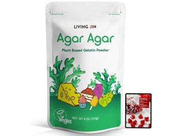 Pure Agar Powder : Vegan Gummies, Jam, Pudding, Thickener, Mush Cult,  #1 Amazon Bestseller, Kosher, Halal, Non GMO, Strength 700g/cm2