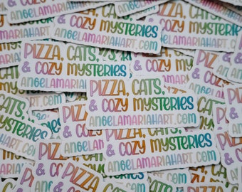 Pegatina de pizza, gatos y misterios acogedores, inspirada en un plato de seis pies de profundidad