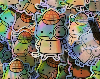 Purrlock Holmes Holographic Sticker (Large)