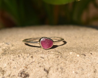 Handmade Natural Ruby Sterling Silver Ring - July Birthstone, US 6