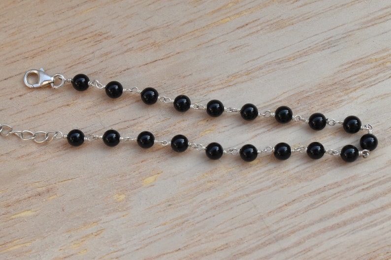 Black Onyx bead bracelet, handmade 925 silver bracelet, gift for her, minimalist design bracelet, adjustable bracelet, statement bracelet image 7