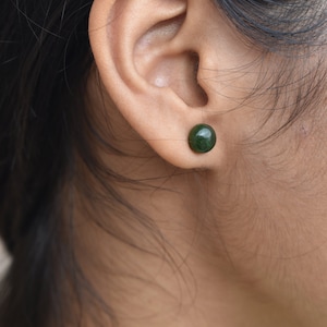 Minimalist Jade handcrafted 925 Silver Studs  everyday studs, solitaire, birthstone, bridesmaid gift, birthday gift, gift for her