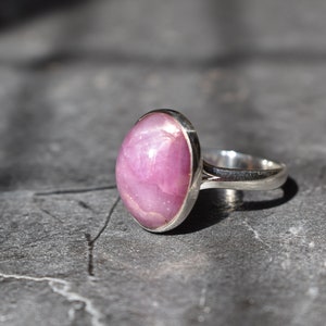 Natural oval ruby handmade 925 silver adjustable ring, birthday gift, july birthstone, Gemstone Statement Jewelry, christmas gift image 3