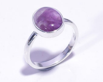 Natural Amethyst Gemstone jewelry 925 Sterling Silver Ring 7 US, February birthstone, amethyst ring, gift for her, everyday jewelry lucky