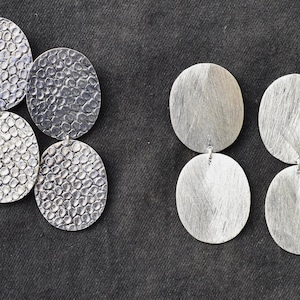 925 Sterling silver handmade geometric Round earrings, Statement earring, plain silver jewelry, hammered silver, matt polish, Valentine gift