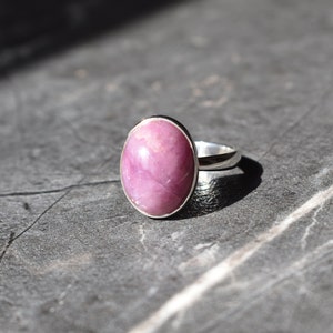 Natural oval ruby handmade 925 silver adjustable ring, birthday gift, july birthstone, Gemstone Statement Jewelry, christmas gift image 4