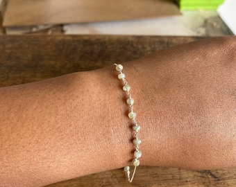 Minimalist Chrysoberyl Cat&#39;s Eye Bracelet: 925 Sterling Silver Beaded Jewelry