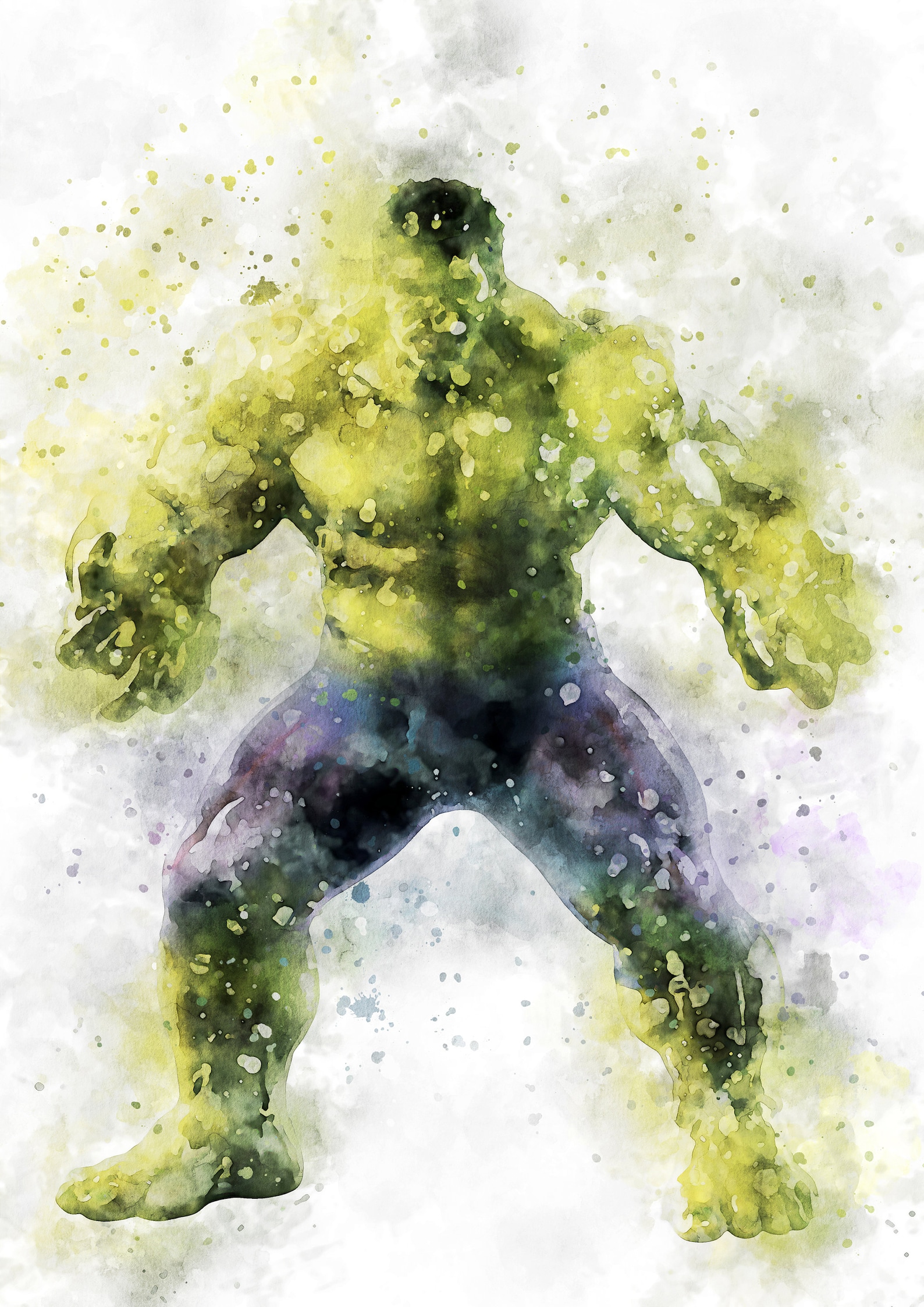 The Incredible hulk Watercolor painting Art Print Avengers Etsy
