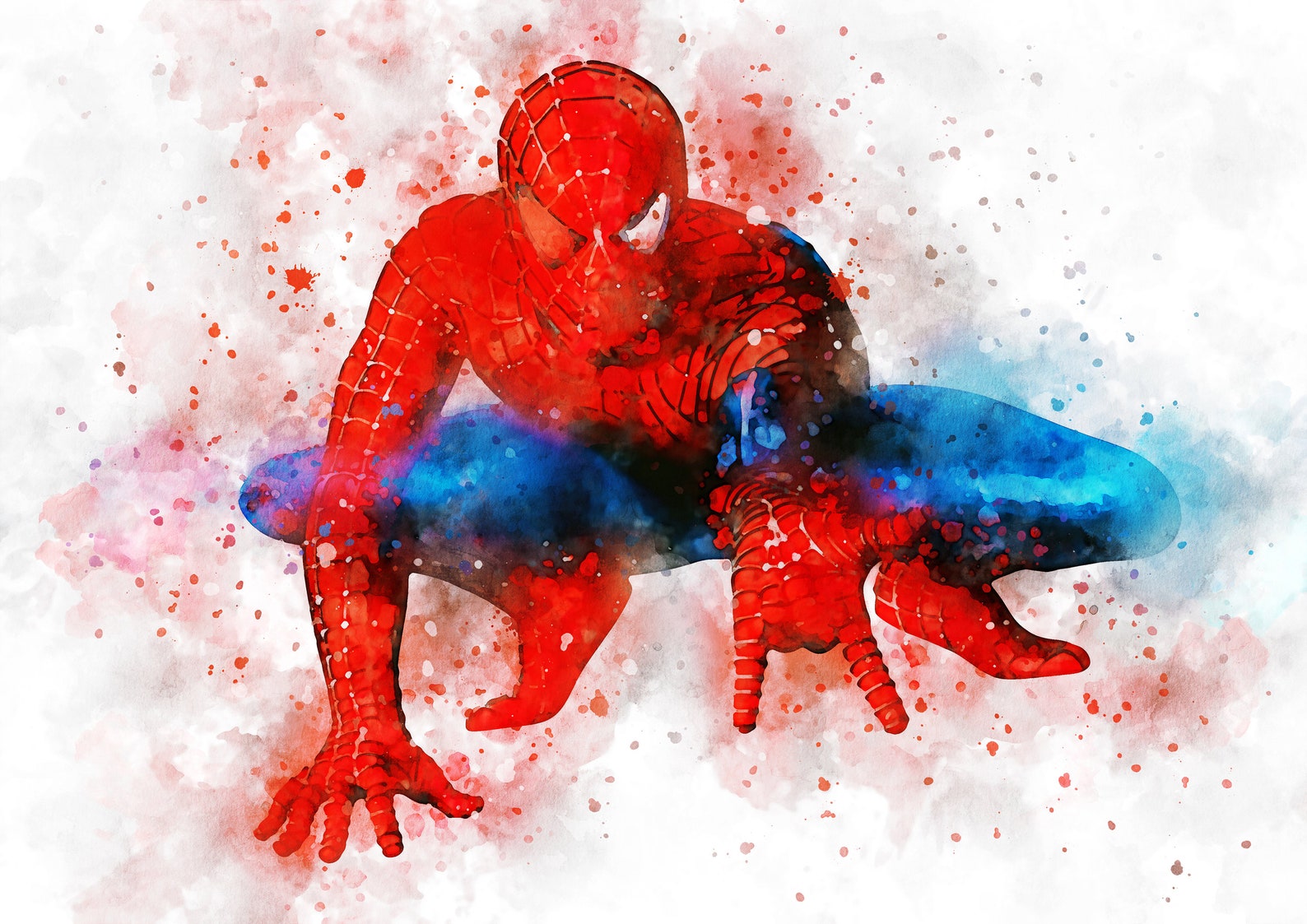 The Spectacular SpiderMan Watercolor painting Art Print Etsy