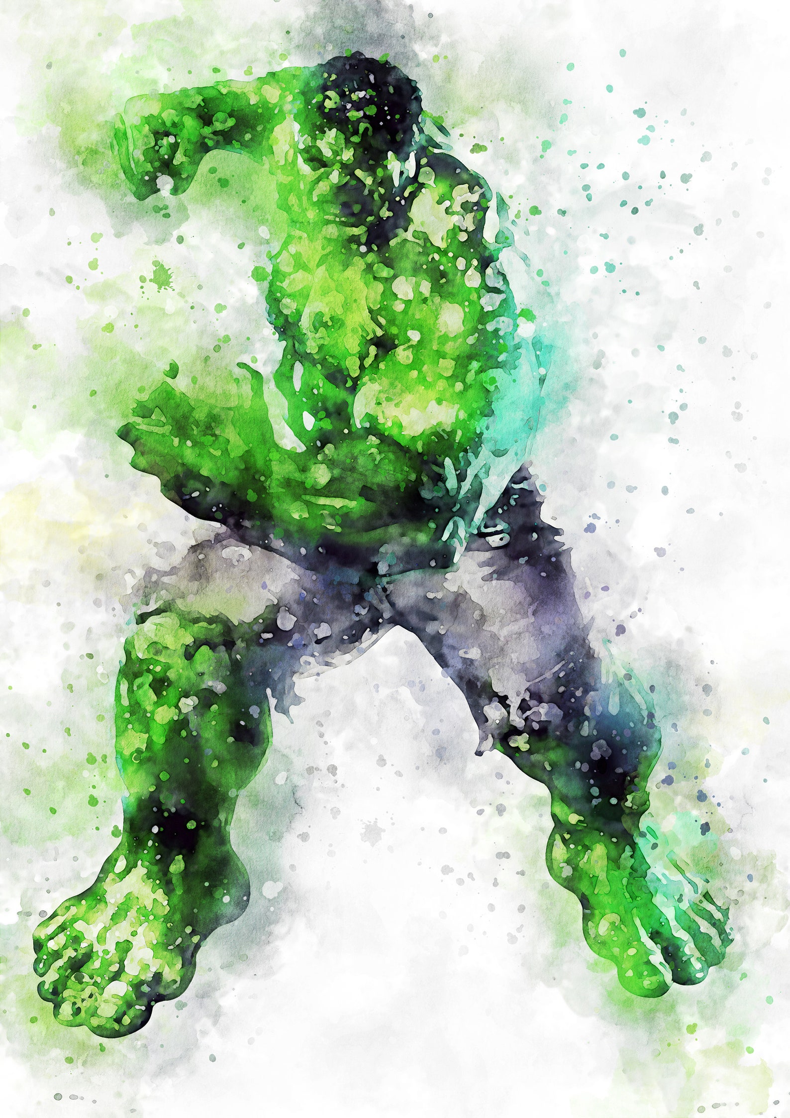 The Incredible hulk Watercolor painting Art Print Avengers Etsy