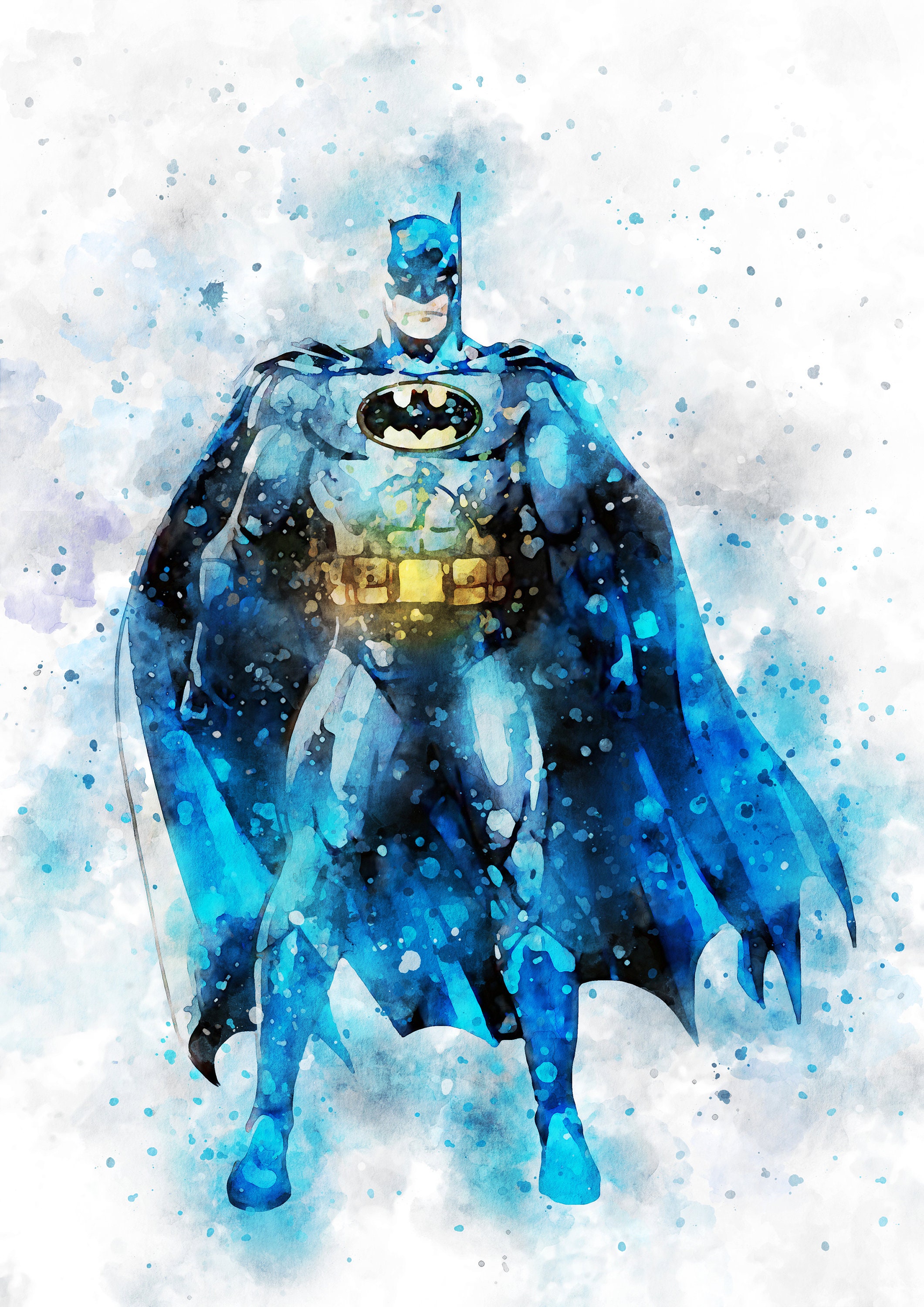 Batman Watercolor painting Art Print DC Poster Superhero Etsy