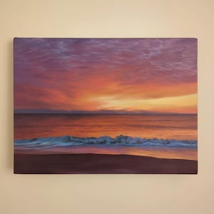 Canvas wall art painting original sunset painting on canvas small large oil painting original clouds sunset wall art ocean waves painting