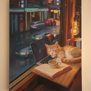 Original cat art oil painting on canvas, orange cat painting, ginger cat, animal wall art, tabby feline cat oil painting, pet portrait art