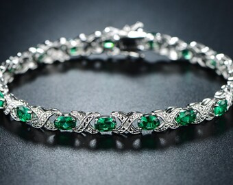 18K White Gold Plated Color Crystal Tennis Bracelet