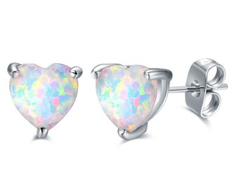 Opal Heart Earrings - Etsy