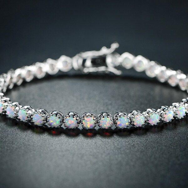 18K Gold Plated Opal Tennis Bracelet