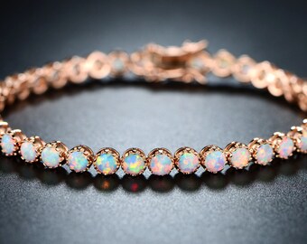 18K Gold Filled Opal Tennis Bracelet