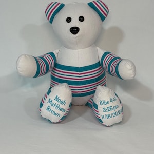Memory Bear, Remembrance Bear, Custom Keepsake Bear, Memorial Bear, Stuffed Animal, Teddy Bear, Memory Bear Made From Clothing
