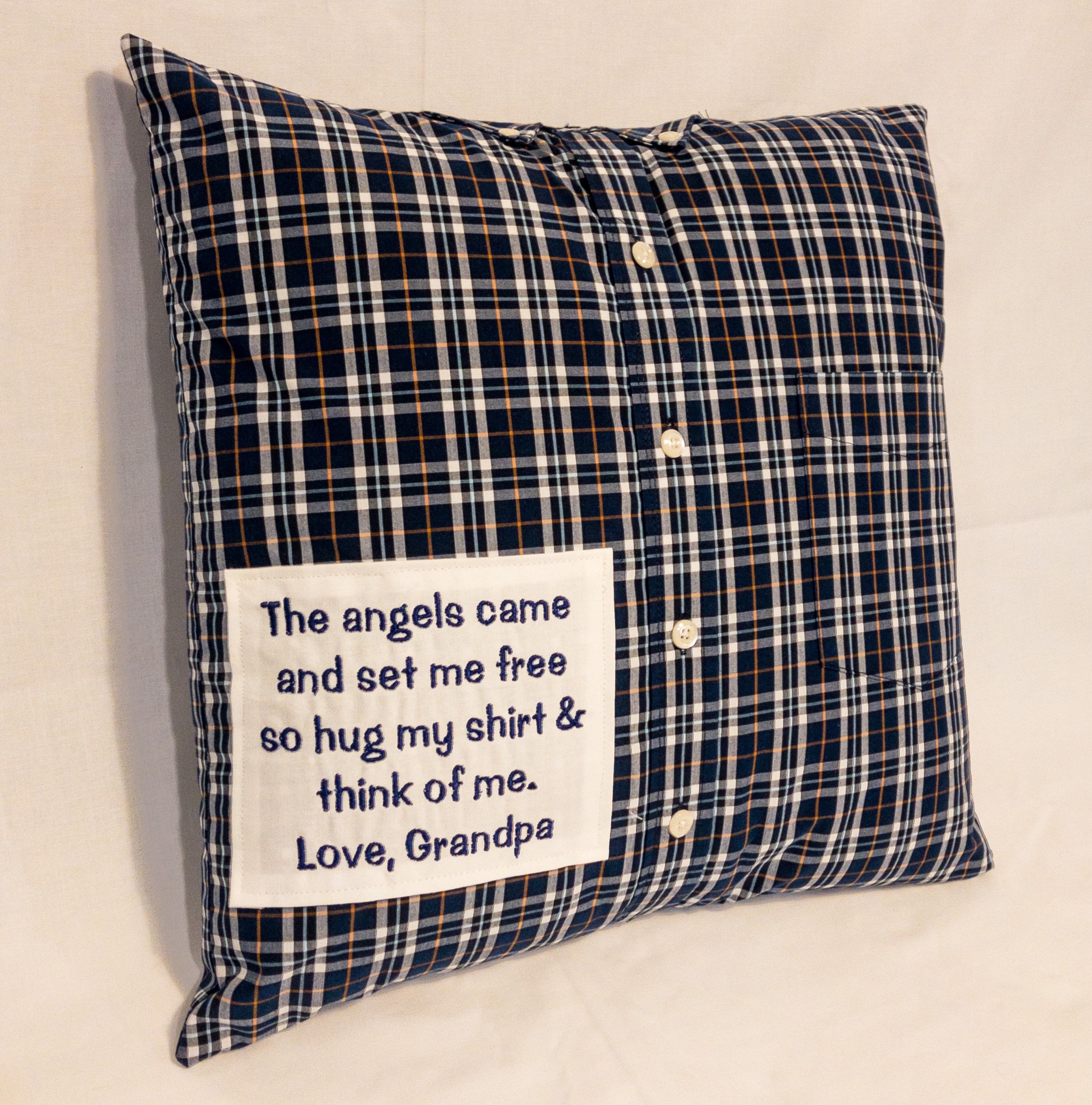 Memory pillow, remembrance pillow, pillow made from clothing, keepsake pillow, custom pillow