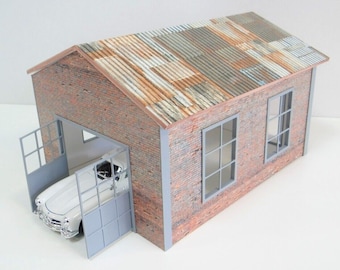 Scale 1:24 Diorama Brick Garage for Model Cars Display Decoration ...