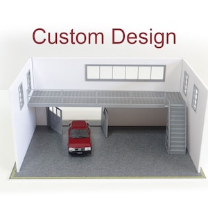 Scale 1:43 Custom diorama garage Two-floor auto garage miniature Model cars display Diorama model kit Personalized car models garage design