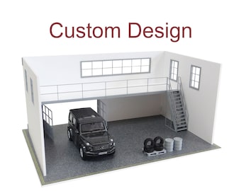 Scale 1:24 Custom diorama two-floor garage miniature Personalized diorama auto garage interior design Model cars display