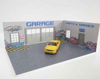☆ 1/64 Garage Item A NEW 1:64 Scale Car Model Showroom LED Garage Scene Two-level