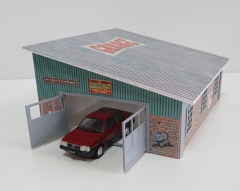 Scale 1:43 Brick Service Garage With Sheet ''metal' Roof