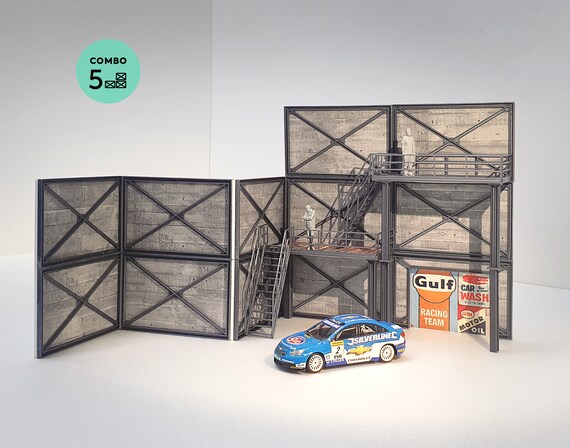 1:43スケールのモジュラーガレージジオラマモデルキット、コンクリート