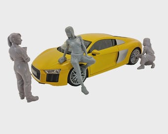 Eerel HE82756 1/24 Auto Mechanic – Set De 3 Figurines Plastique à Monter Et Peindre – Atelier De Réparation